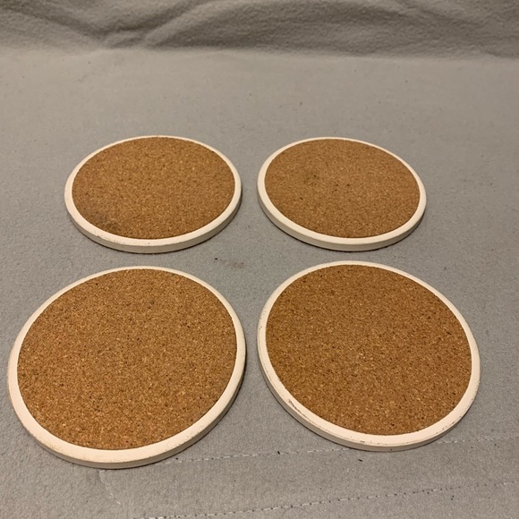 Set of 4 Fruit pattern ceramic cork bottom round coaster - Picture 3 of 4